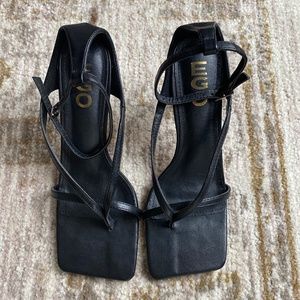 EGO Square Toe Black Heels in Eve